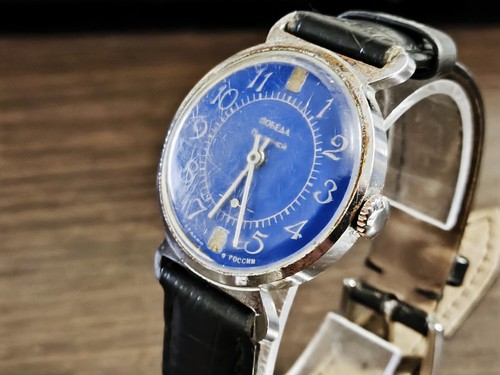 Pobeda Crab Watch Vintage Mechanical Watch Rare blue dial Soviet Russia serviced - Picture 4 of 22