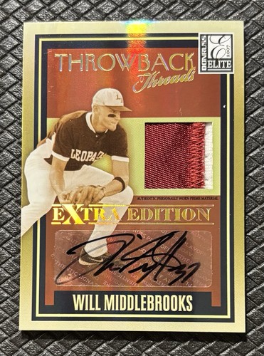 WILL MIDDLEBROOKS 2007 Donruss Elite Throwback Threads RC Patch Auto Holo /25 - Picture 1 of 2