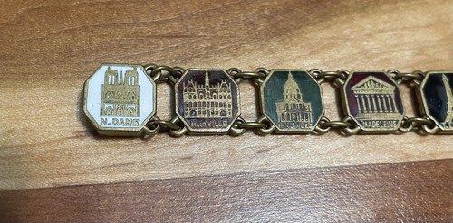 Pulsera Panel Vintage de París Francia Monumentos Catedrales 7" Excelente Estado - Imagen 8 de 8