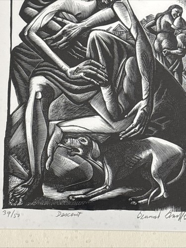 Grabado en madera original Bernard Brussel-Smith 1948 "Descenso" 39/50 - Imagen 9 de 12