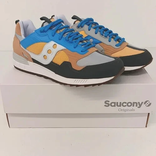 Saucony Men's Shadow 5000 Outdoor Low Top Sneakers - Blue and Camel - US10