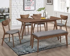 Alfredo Modern 6pc Dining Set Extension Table Chair Walnut Coaster 108080-S6