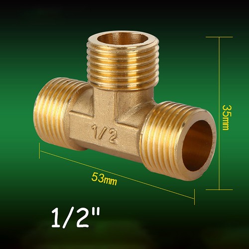 1/2"Brass BSP Plumbing Fitting Adapter Male Female Tee Nipple,For Air,Water&Fuel - Picture 3 of 14