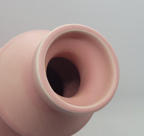 Crate & Barrel Matte Designer Rosa Kunst Vase, Abstrakt, Portugal, 12 1/2", EUC - Bild 2 von 4
