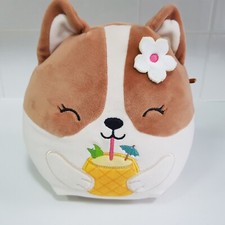 Squishmallow Regina Pineapple soft toy brown corgi dog foam plush 20cm retired