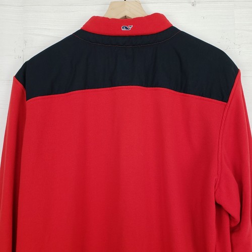 Vineyard Vines Viertelreißverschluss gepolsterte Schulter rot Pullover Sweatshirt Größe Large - Bild 4 von 14