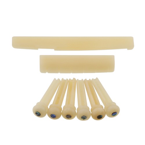 Unbleached Acoustic Guitar Bone Saddle Nut Bridge Pins Set for Acoustic Guitar - Picture 2 of 6