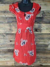 AEO Red Floral Collar Dress Size 2 Chest 28" Waist 26" Hips 36" Length 30"