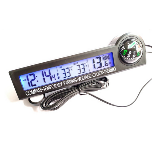 Car Indoor Outdoor Temp Thermometer LED Digital Compass Clock Voltmeter 12 Volt - Bild 6 von 10