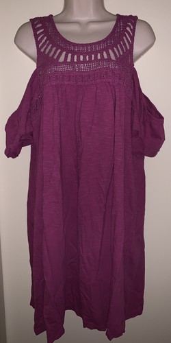 SONOMA GOODS Women's Cold-Shoulder Crochet Shift Dress "MULBERRY GLAZE" XXL NWT - Picture 1 of 12
