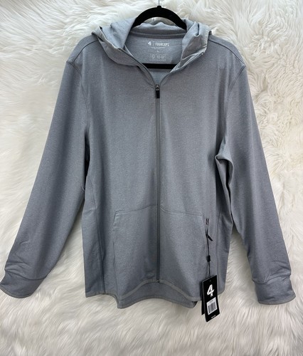 Men’s Four Laps Full Zip Hooded Jacket Size  Large Gray $98 NWT
