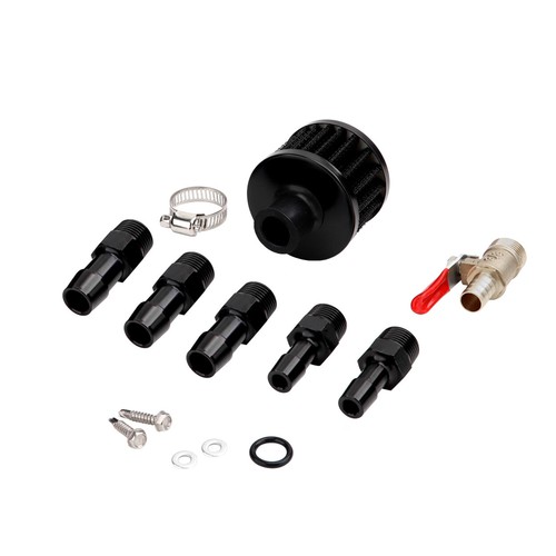 Oil Catch Can Kit Reservoir Tank Engine Black Polish Baffled Universal Aluminum - Picture 7 of 12