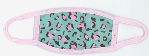 Girls Face Mask Cloth Black, Pink & Turquoise Print 6 1/2" x 3 3/4" New B5-B5 - Bild 1 von 2