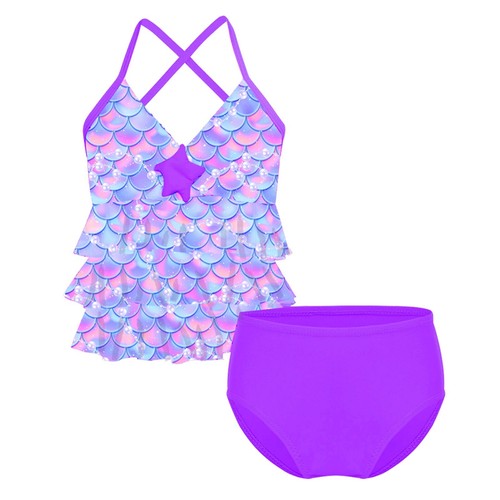 Girls Mermaid Swimsuit Bathing Suit Bikini 2pc Set Swimwear Children's Swimsuit - Picture 7 of 32
