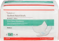 Wings Ultra Quilted Adult Briefs Extra Heavy Absorbency, Medium, 32" - 44" Case