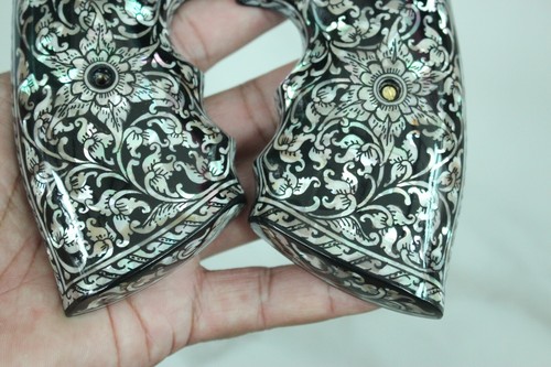 EMPUÑADURAS MADRE DE PERLAS PARA S&W K, MARCO L CUADRADO/REDONDO FLOR NEGRA BONITA - Imagen 8 de 24