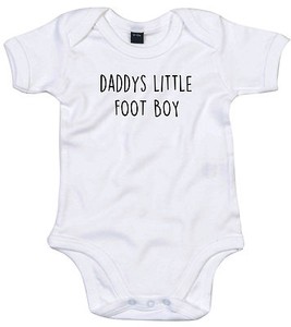 FOOT BOY BODY SUIT PERSONALISED DADDYS LITTLE BABY GROW GIFT