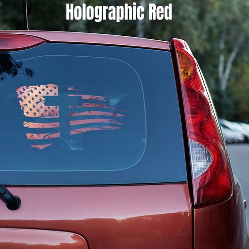 US Flag with cross Vinyl decal jesus liberty freedom truck van car window door - Picture 15 of 114