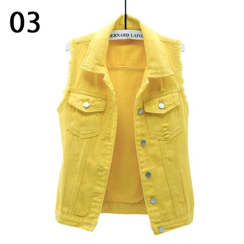 S-7XL Unisex Jean Gilet Denim Vest Coat Waistcoat Jeans Sleeveless Raw Edges - Picture 7 of 35