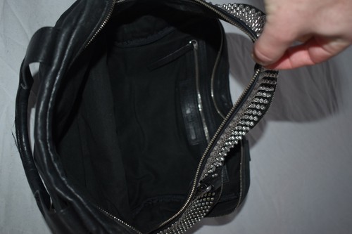 Alexander McQueen MCQ Black Leather Loveless Silver Studded Womens Handbag Bag - Picture 12 of 12