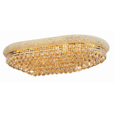 Primo Collection 18-Light 36x20x14 Flush Mount Crystal Ceiling Light in Gold