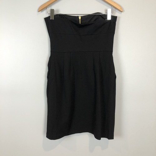 Cynthia Steffe Size 4 Little Black Dress Zipper Front Pockets Short Strapless - Picture 4 of 11