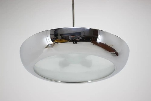 Vintage Design Functionalist chrome pendant Light Mid Century - Picture 6 of 10