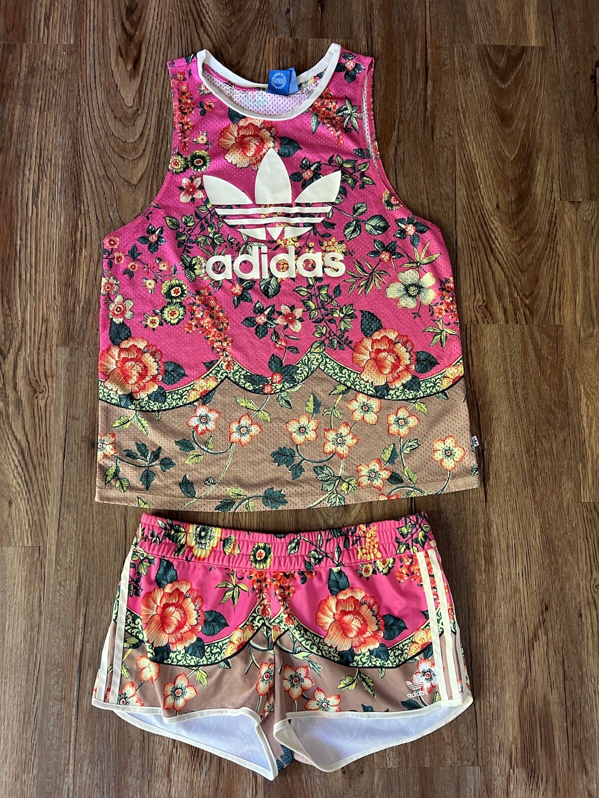 adidas crop top and shorts set