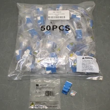 (50) Monoprice Datacom Keystone Jack 313, CAT 5e, RJ45 Ethernet, Tool-Less, Blue