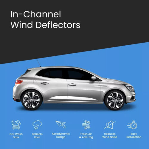 Renault Megane MK4 2016-2020 5 Door Hatchback Wind Deflectors 4pc Tinted - Picture 3 of 10