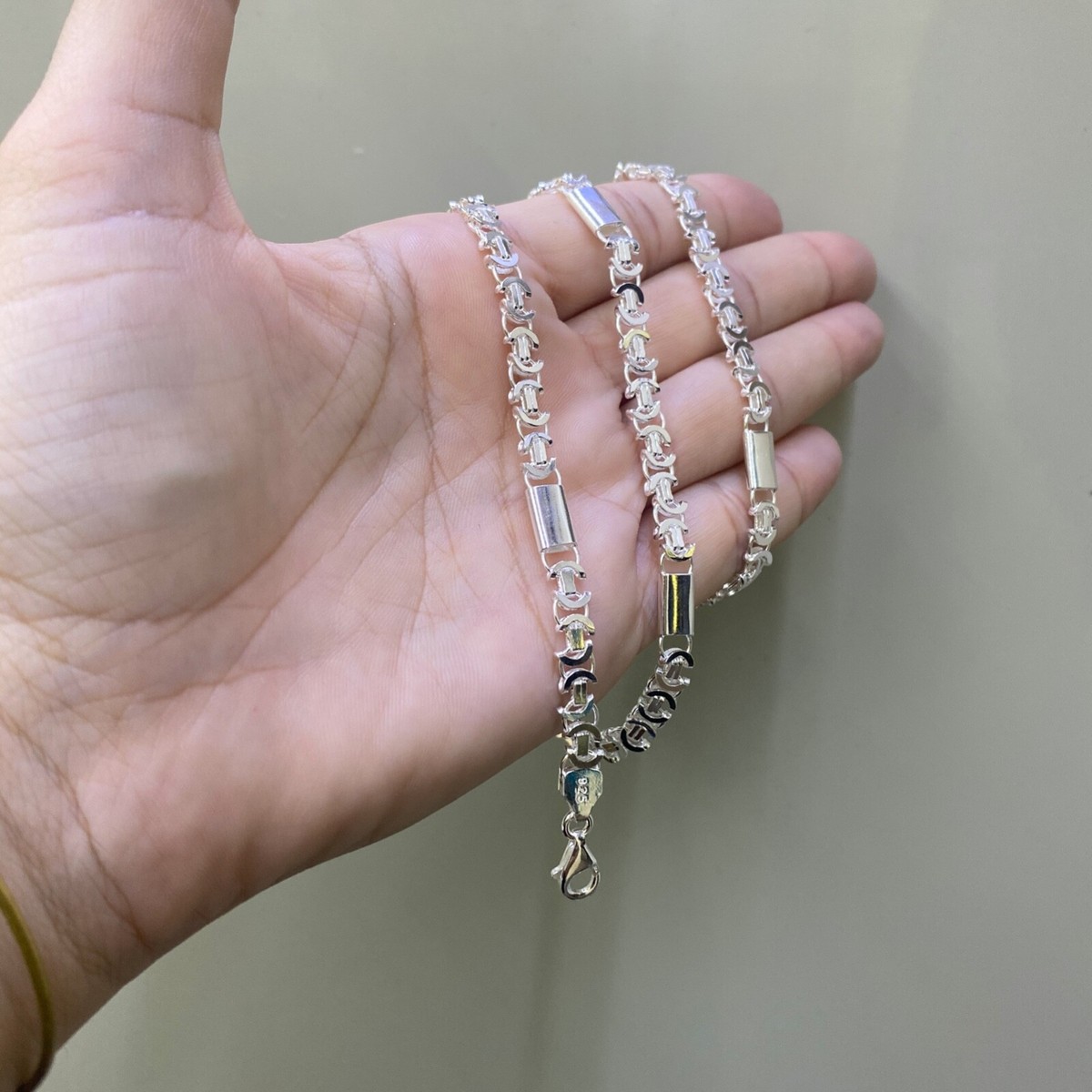 Mens King Euro Flat Chain Necklace Handmade 925 Sterling