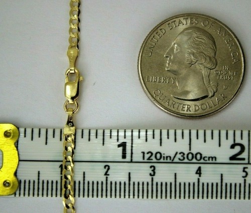 "Collar de cadena de eslabón cubano de oro liso 10K para hombre mujer 2 mm ~ 14 mm 7" ~ 30" - Imagen 6 de 16