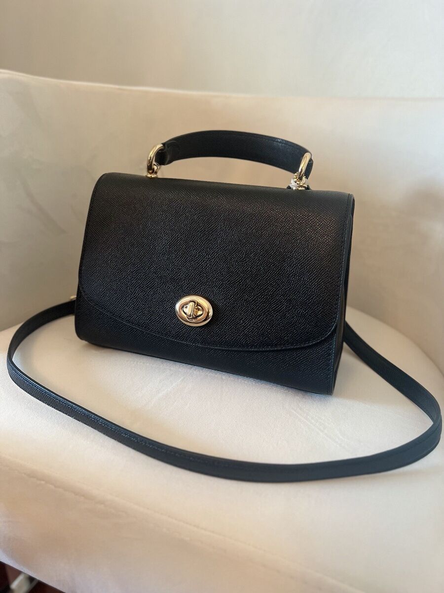 NWT Coach 76618 Tilly Top Handle Black Leather Gold Crossbody Satchel Bag Purse eBay