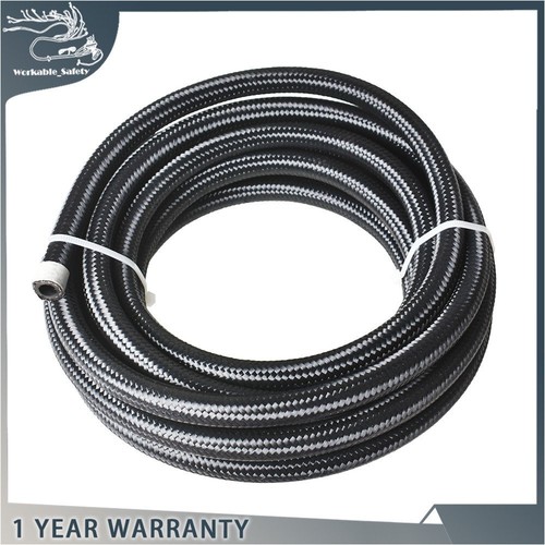 4 6 8 10AN 20FT Braided Black Silver Fuel Hose Line 20FT Braided Fuel Hose Line - Picture 8 of 10