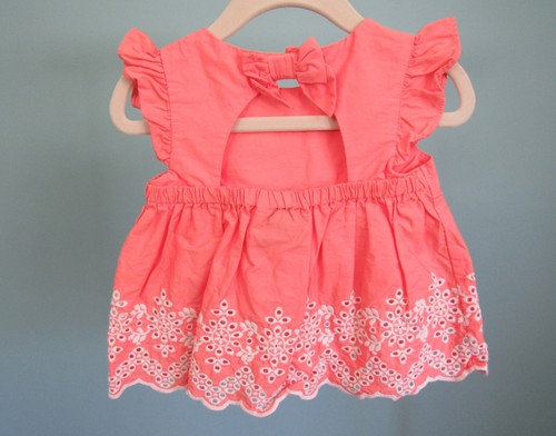 Size: 12-18 mo. DRESSED UP by GYMBOREE Coral Pink Dress Eyelet Detail Baby Girl - Picture 7 of 12