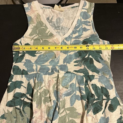 Deletta Anthrolopogie Amalia Peplum V-Neck Tank Top Leaf Print Women's MEDIUM - Picture 5 of 6