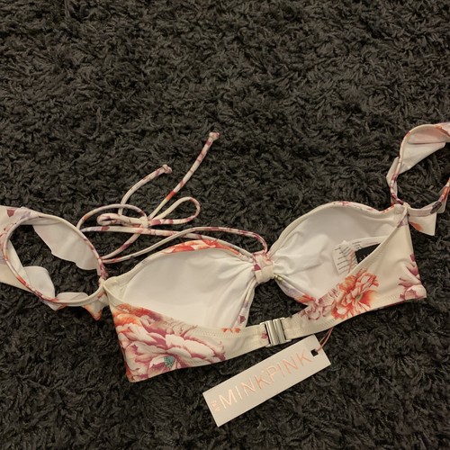 Ladies White Floral Bikini Top, Minkpink, Halter neck, Medium, New With Tags - Picture 4 of 7