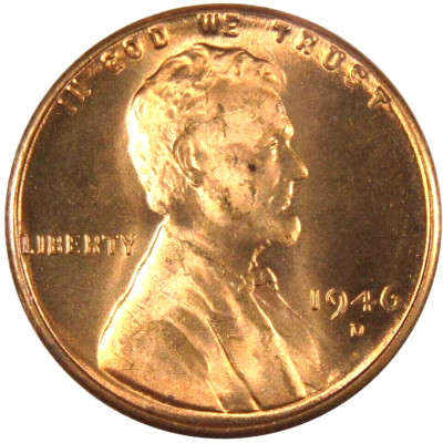   1946 D Lincoln Wheat Cent GEM BU 1c BRILLIANT UNCIRCULATED From OBW Roll