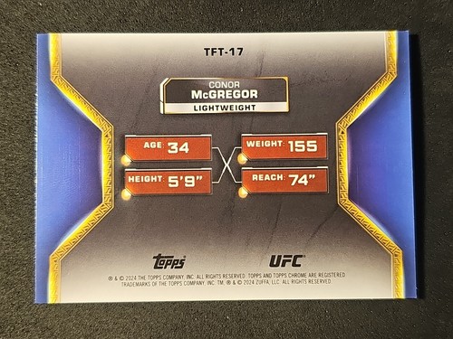 2024 Topps Chrome UFC Tale of the Tape #TFT17 Conor McGregor Lightweight - Picture 2 of 2