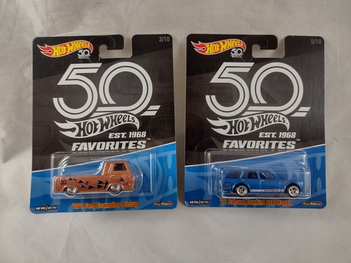 Hot Wheels 50. Real Riders 60er Ford Pickup & 71 Datson Bluebird Druckguss  - Bild 1 von 2
