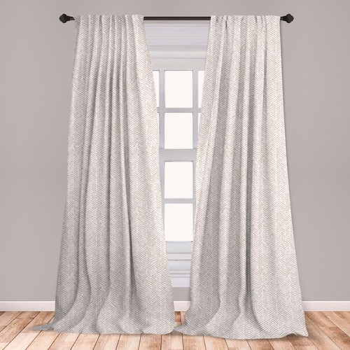 Herringbone Microfiber Curtains 2 Panel Set Living Room Bedroom in 3 Sizes