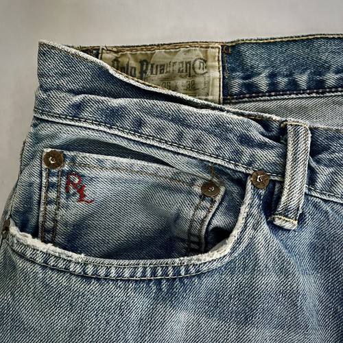 VINTAGE POLO RALPH LAUREN MENS JEANS 867 35 X 32 Light Single Pocket Rare EUC