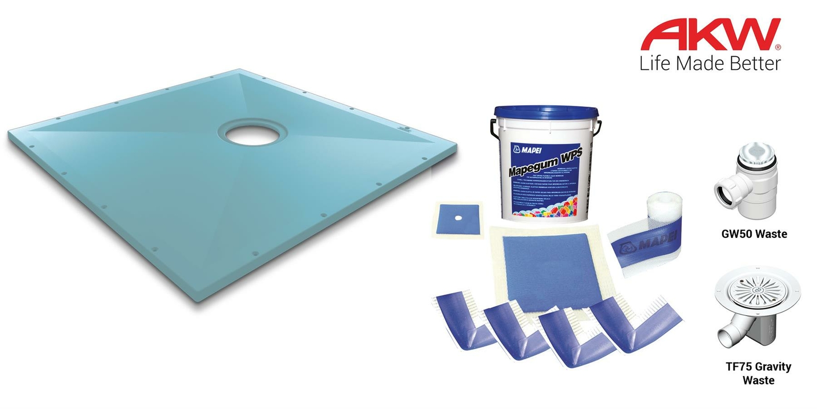 AKW Tuff Form Shower Tray Former with Tanking Kit, Wet Room Walkin