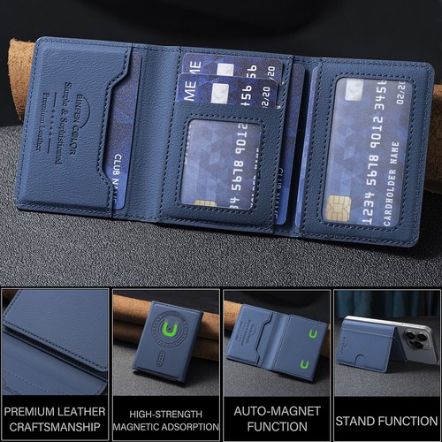 For Mag Safe Phones Magnetic Flip PU Leather Slim Card Holder Wallet Kickstand  - Picture 4 of 85