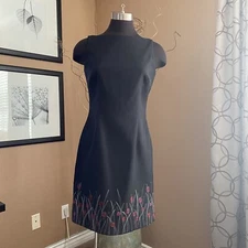 Laundry by Shelli Segal Sheath Dress Size 8 Black Mini Sleeveless Embroidered