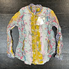 Johnny Was Ruffles Floral Melco Blouse C19920A7 Women's Size XS
