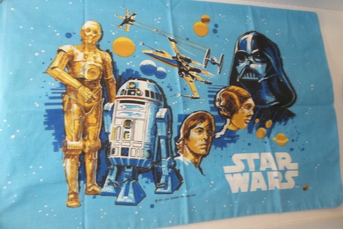 1977 Vintage STAR WARS Twin Sheet Set USA Made Flat Fitted One Pillowcase #1 - Picture 4 of 4
