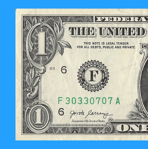 Trinary 0s 3s 7s Fancy Serial Number One Dollar Bill F30330707A - Picture 4 of 11