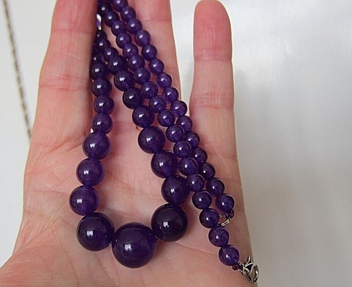 8 \10mm Russian Amethyst Purple Beads Necklace. Long Strands. 18" & 36" - Picture 2 of 43