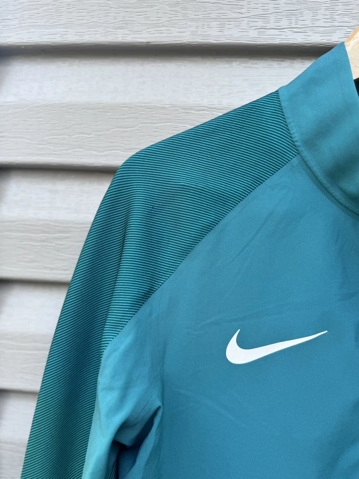 耐克巴西足球训练夹克女式蓝绿色拉链足球巴西热身 M — 第 3/4 张图片